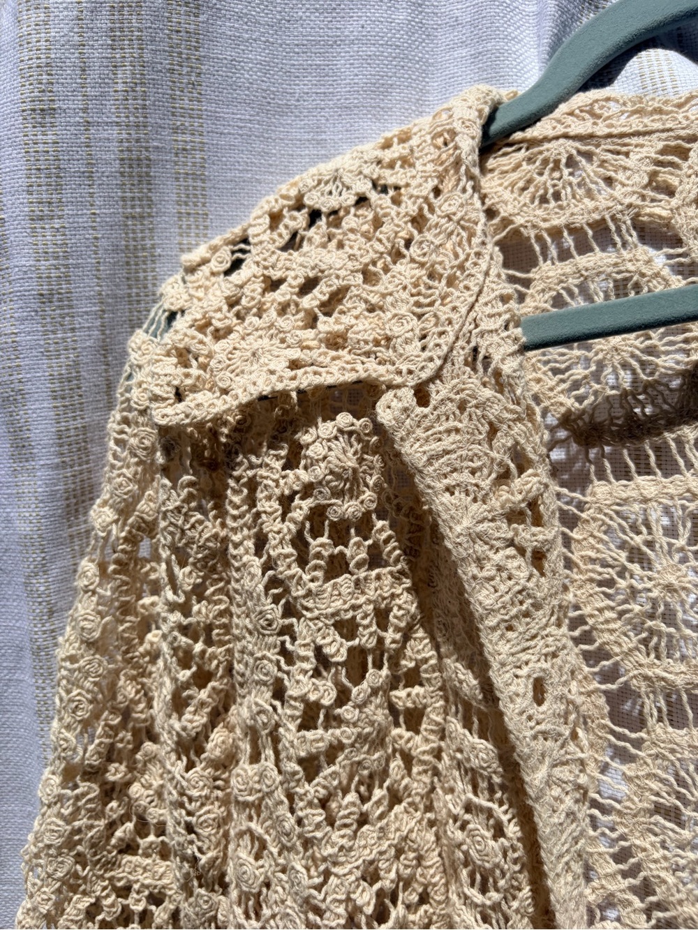 Ultra Pink Crochet Openwork Cardigan - Beige Cream - Picture 2 of 11